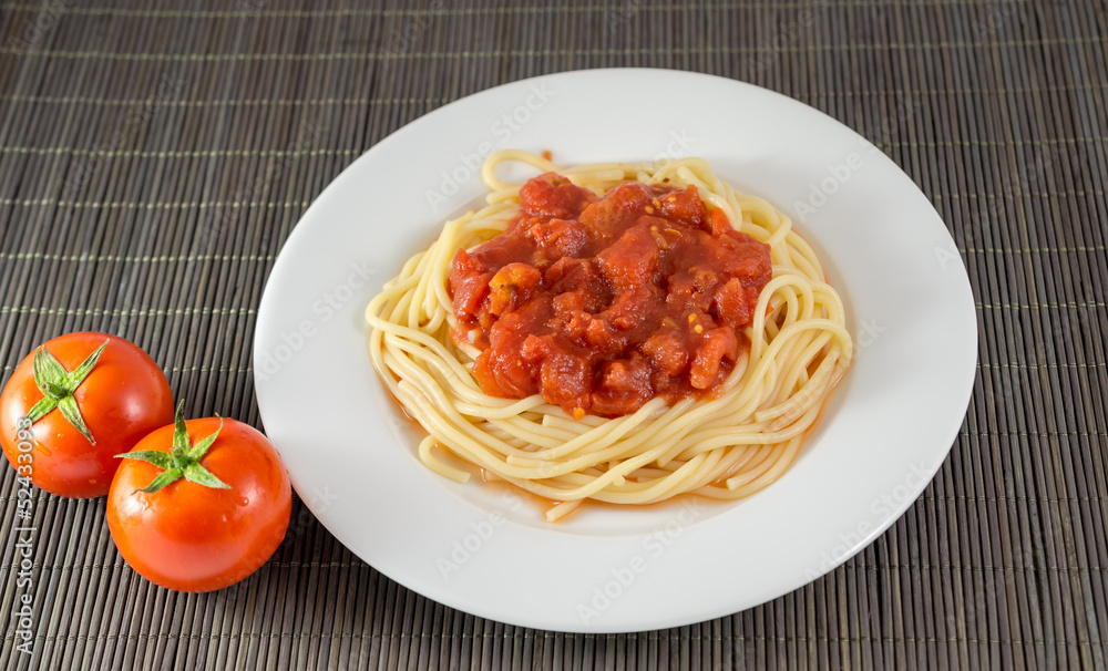 Spaghetti with tomato sauce, pasta Spaghetti with tomato sauce, pasta
