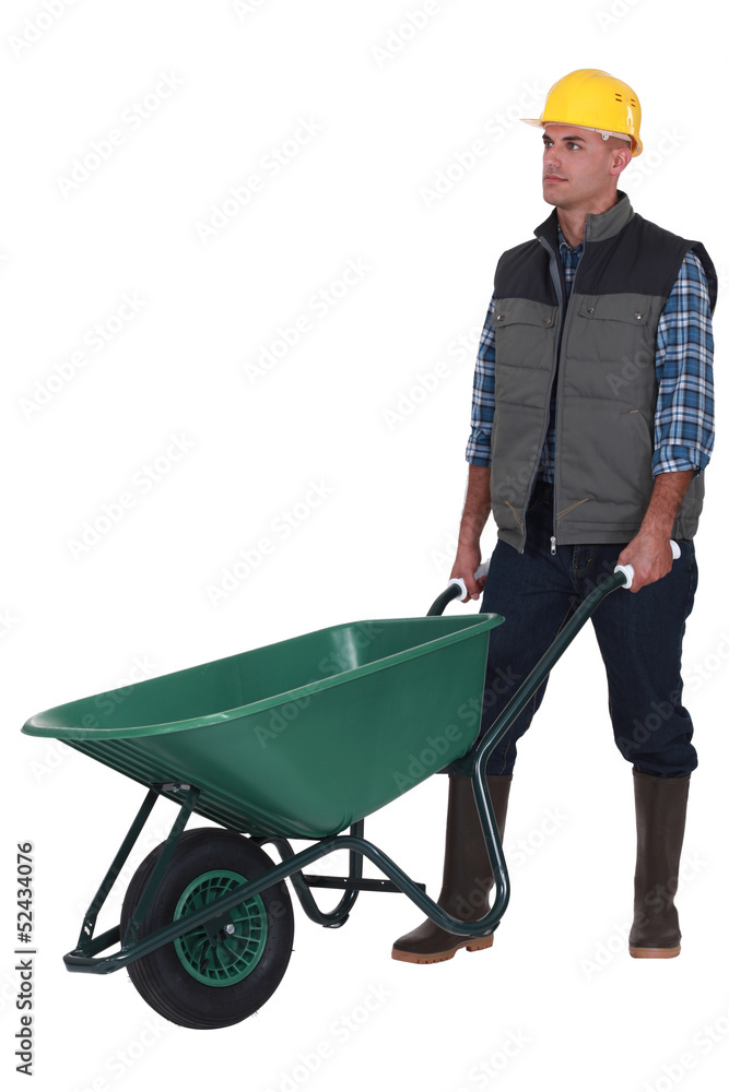 Man with empty wheelbarrow Man with empty wheelbarrow