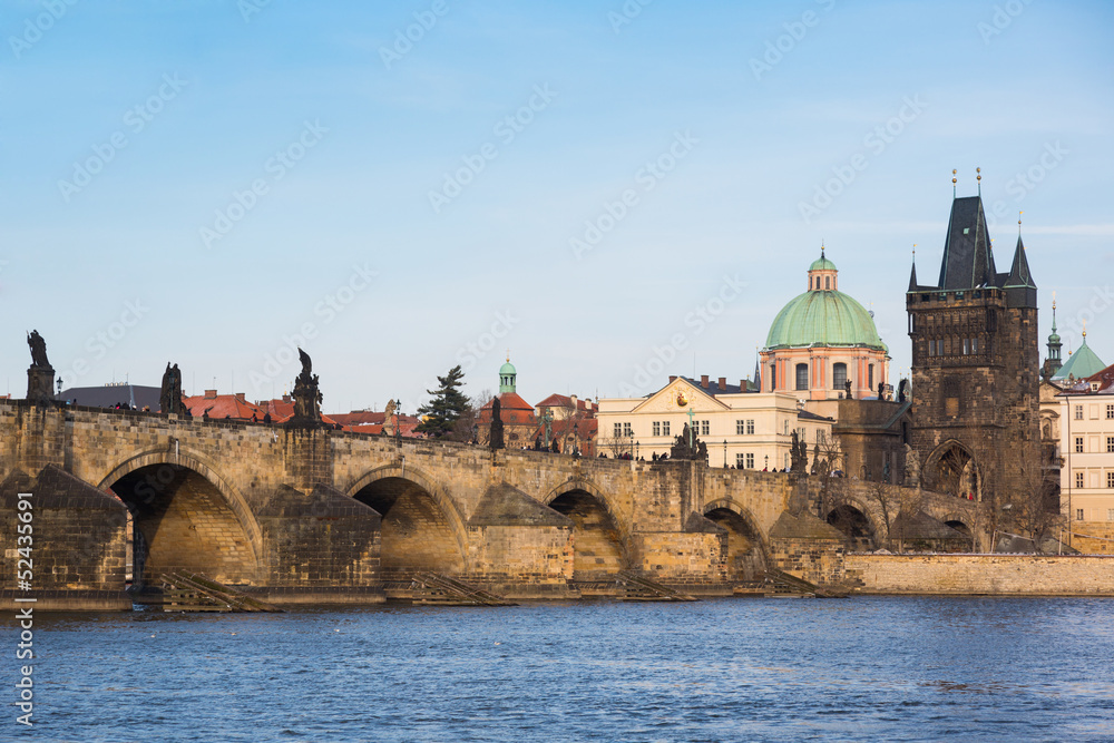 Charles Bridge in Prague on a Sunny Day