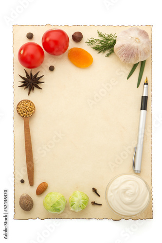 food ingredients and recipe pape