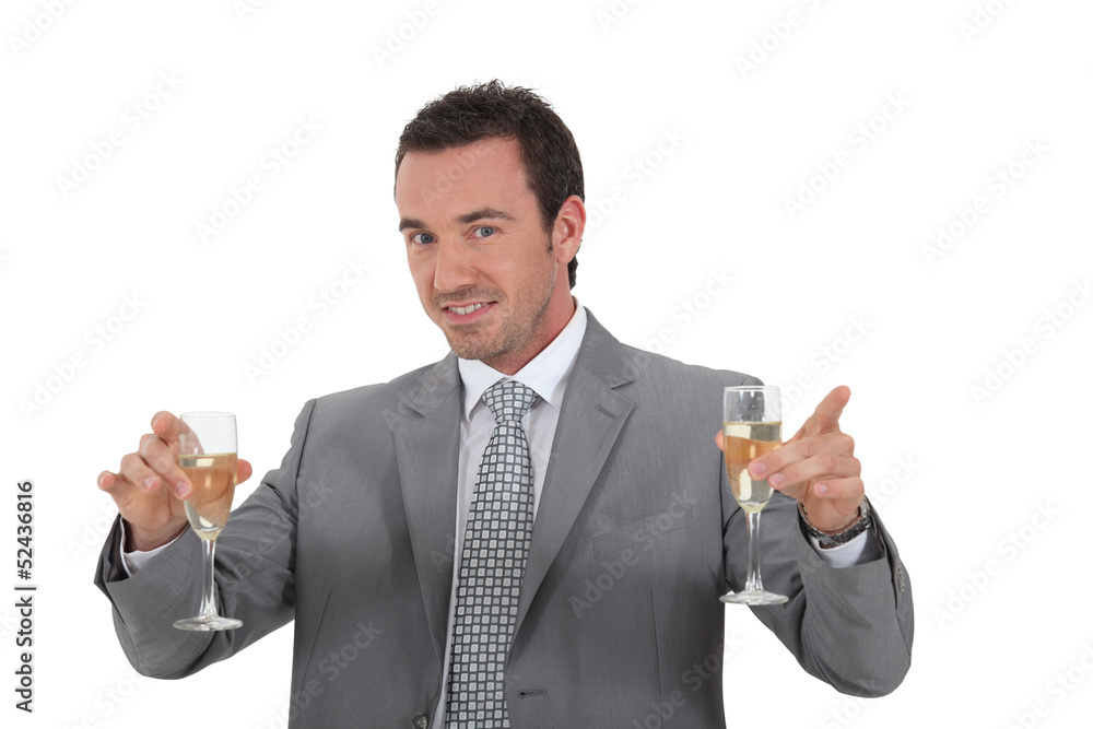 Man holding champagne glasses Man holding champagne glasses