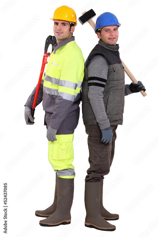 two craftsmen posing together two craftsmen posing together