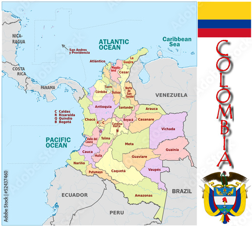 Colombia America emblem map symbol administrative divisions