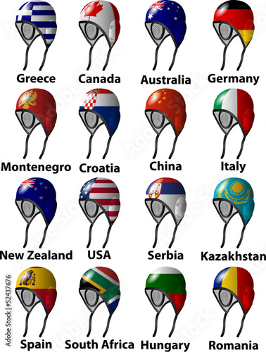 water polo caps with flags