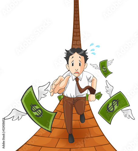 Money is flying away from the pocket (with track)