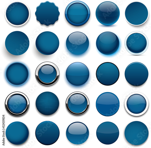 Round dark blue icons.