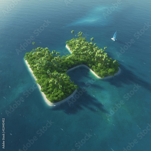 Fototapeta Naklejka Na Ścianę i Meble -  Island Alphabet. Paradise tropical island in form of letter H