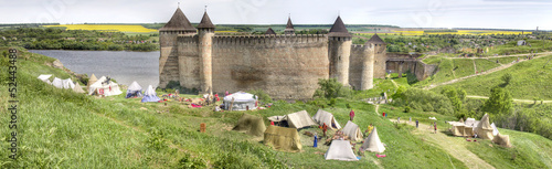 ancient castle panorama with river photo