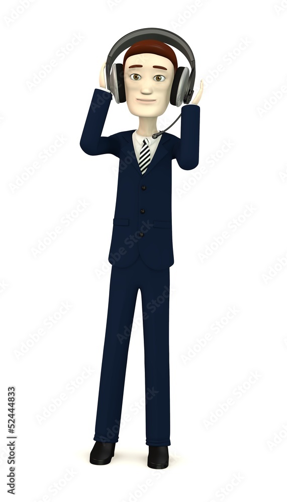 3d render of cartoon character with headphones 3d render of cartoon character with headphones