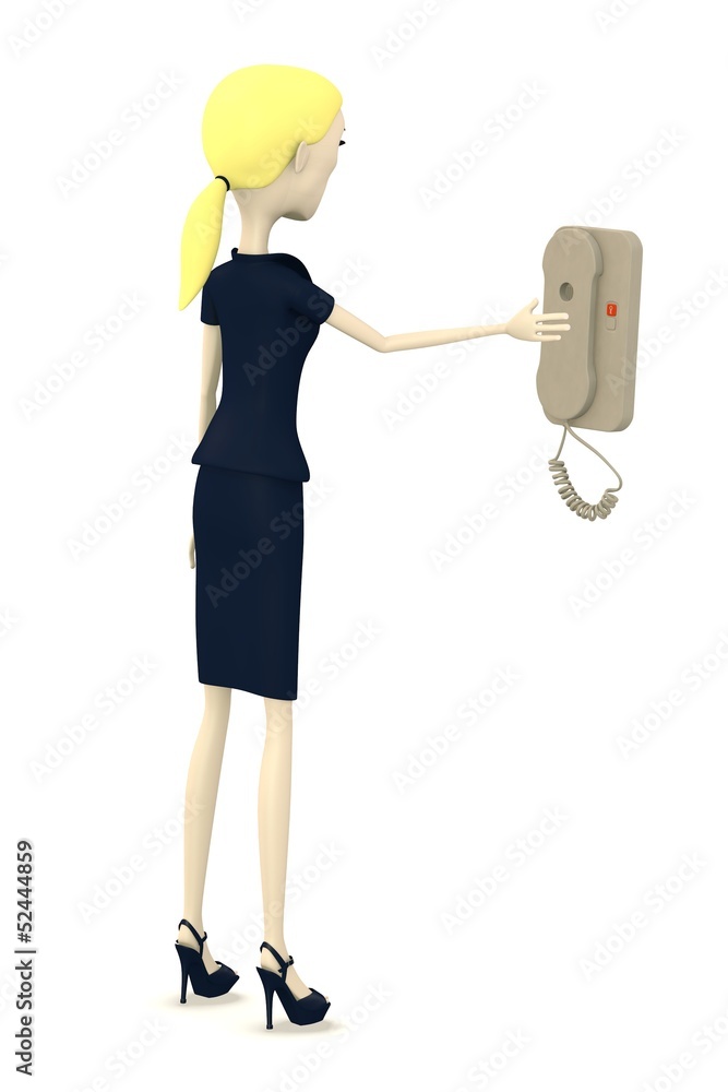 3d render of cartoon character with telephone