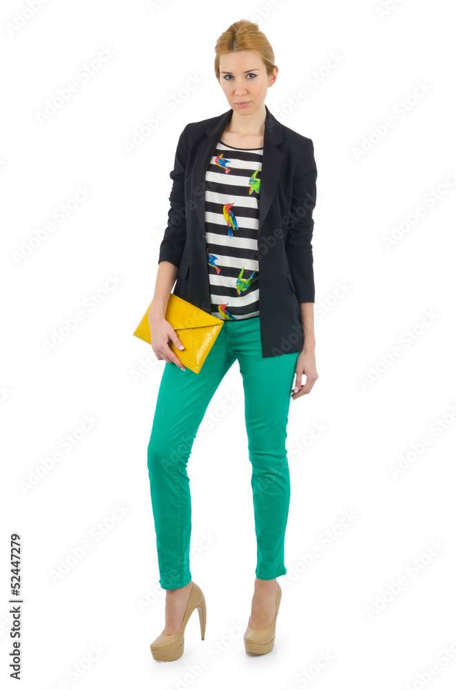 Woman in fashion concept on white Woman in fashion concept on white