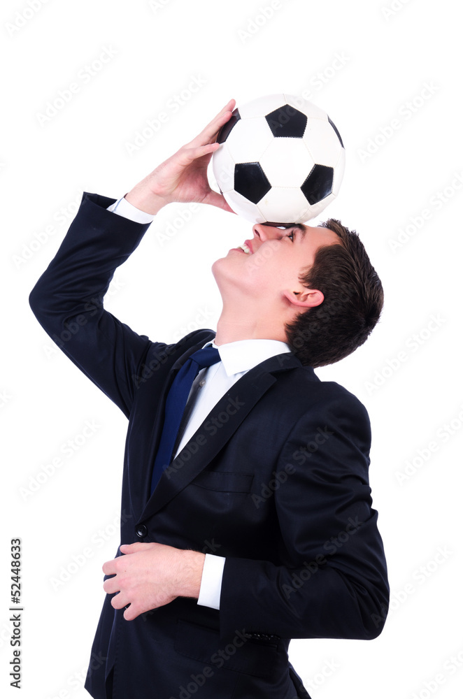 Man with football isolated on white Man with football isolated on white