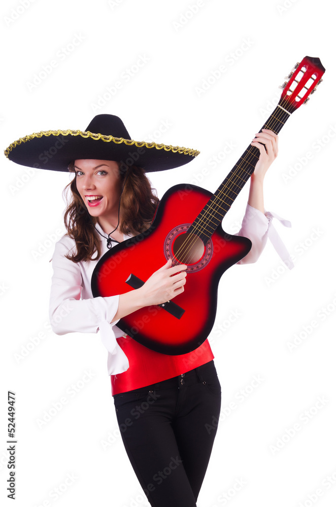 Guitar player isolated on the white Guitar player isolated on the white