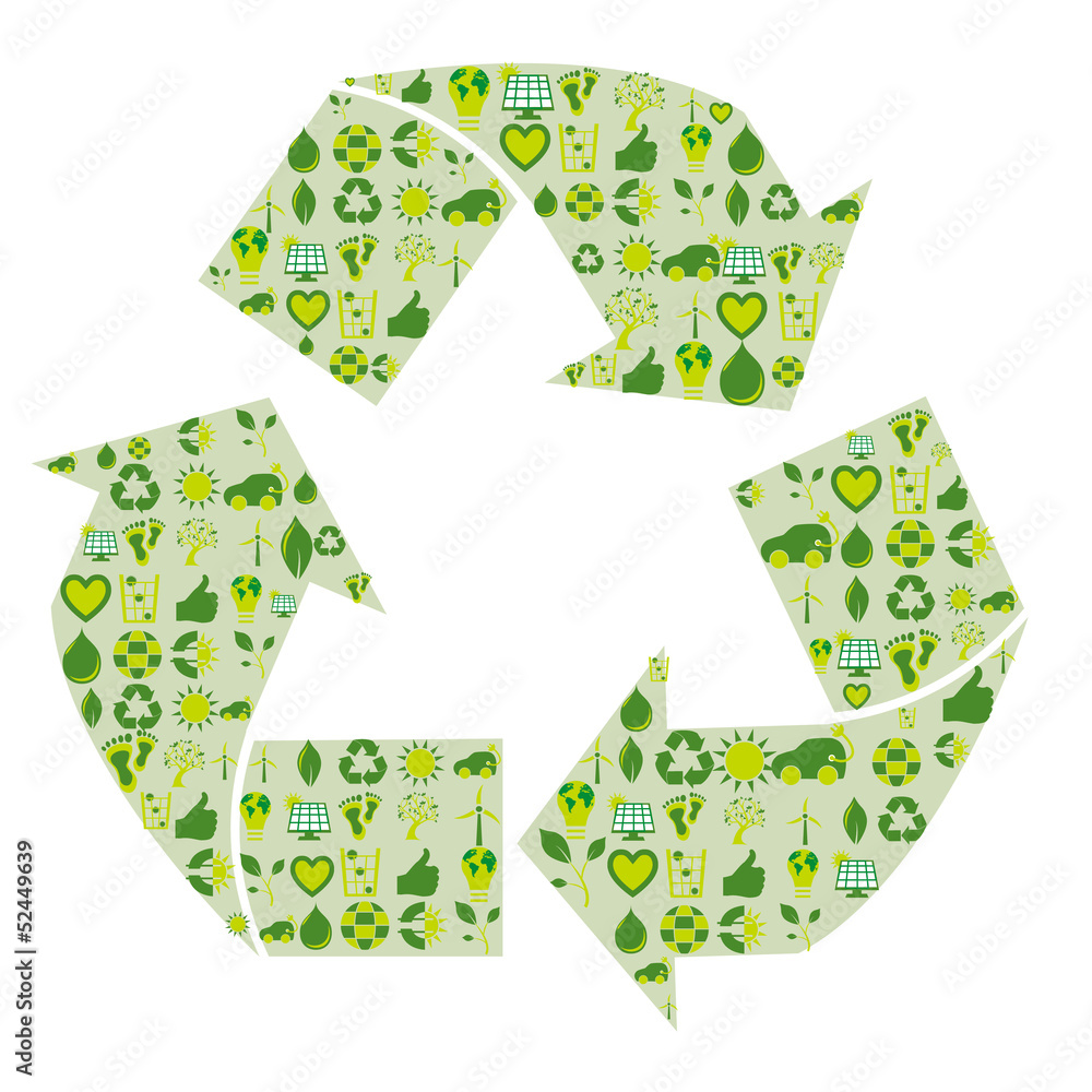 Recycling symbol filled with bio eco environmental related icons Recycling symbol filled with bio eco environmental related icons