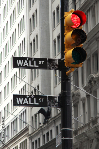 Wall street and red traffic light, crysis symbol #52449662