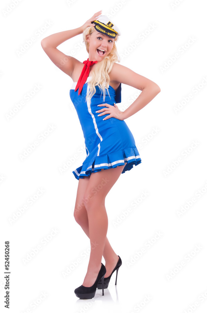 Woman airhostess isolated on the white Woman airhostess isolated on the white