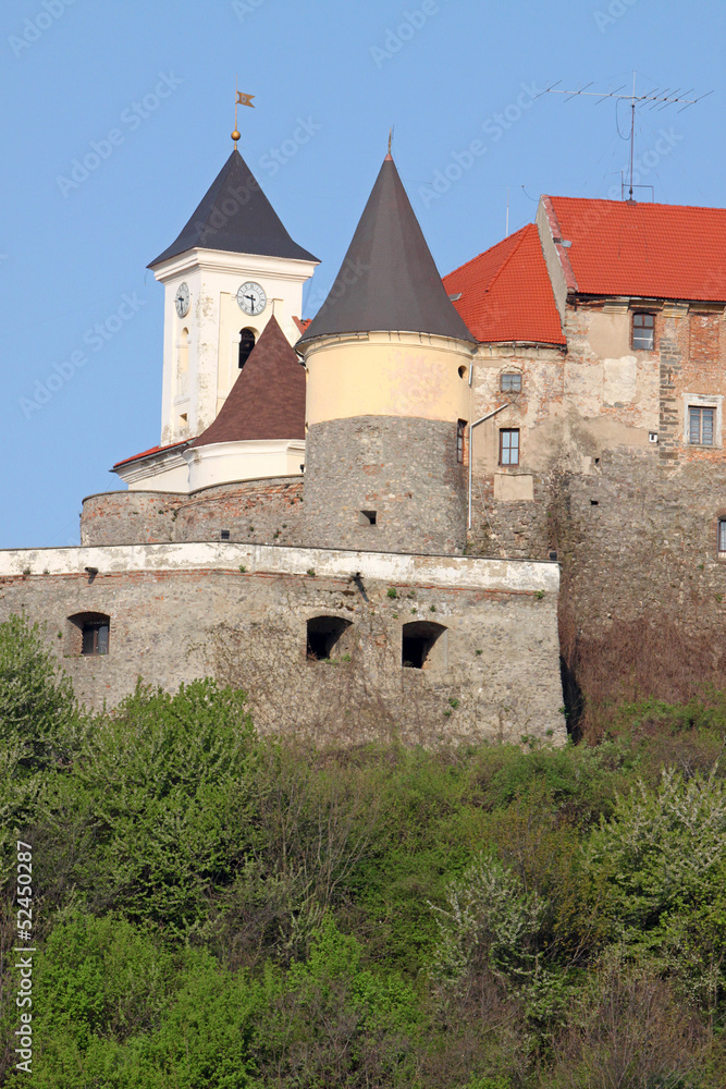 towers of medieval castle near Mukachevo, Ukraine