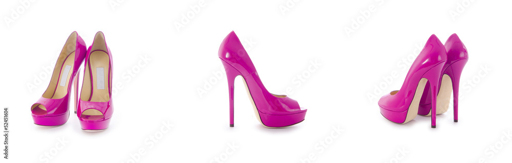 Set of woman shoes isolated on the white Set of woman shoes isolated on the white