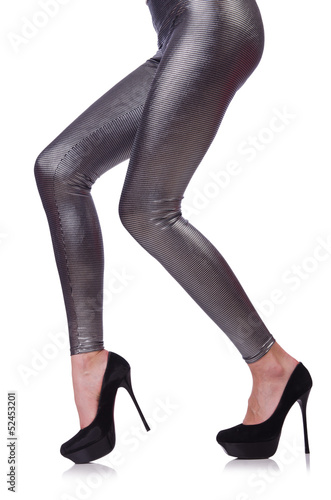 Woman legs in long stockings