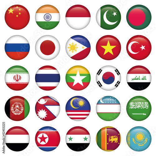 Asiatic Flags Round Icons