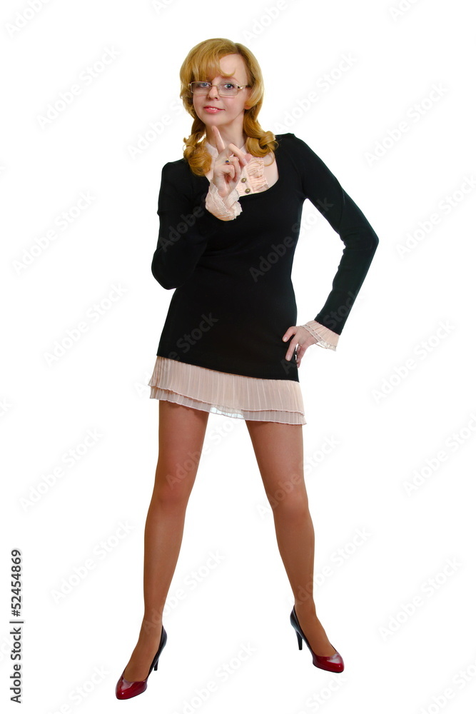 Fototapeta premium a Image pensive blonde girl with glasses