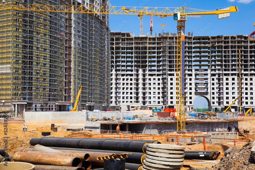 Naklejka premium Major construction of residential complex