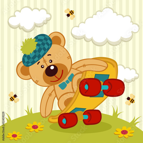teddy bear on a skateboard