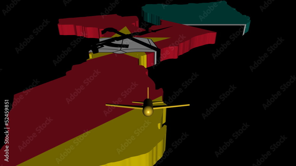 Create Anime Map Plane taking off from Mozambique map flag animation Stock Video | Adobe ...