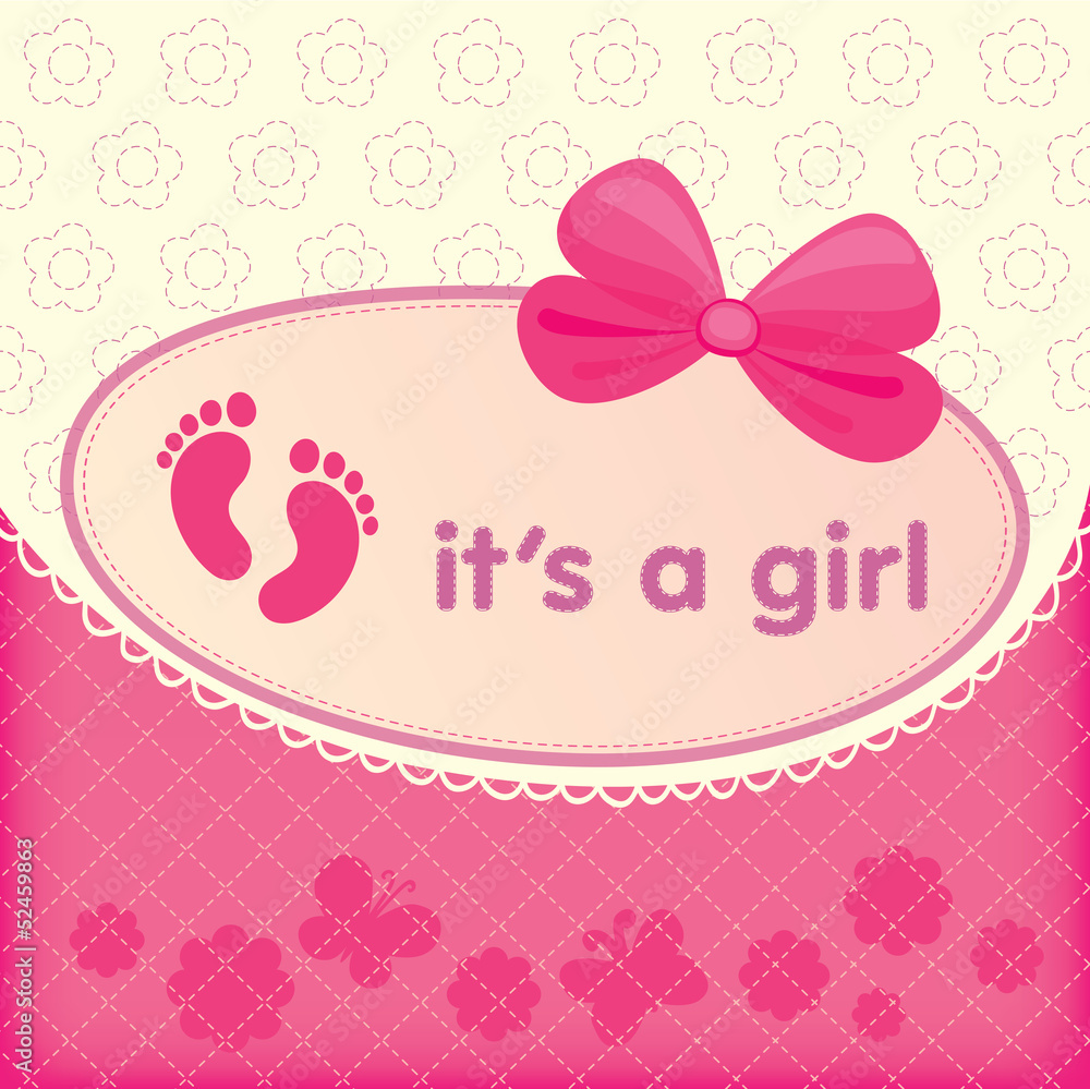 Greeting card with the birth of a girl
