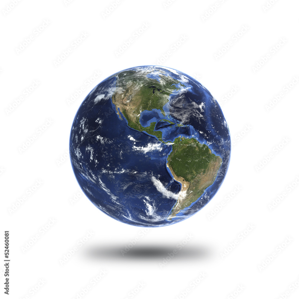 Planet earth on white background.