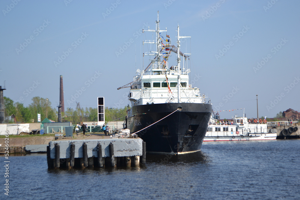 Ship on the pier in Kronstadt