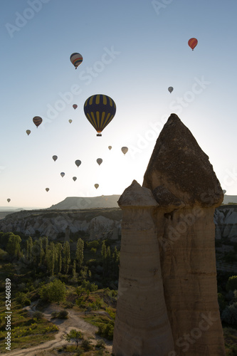 hot air balloon trip at famous cave house Cappadocia Turkey