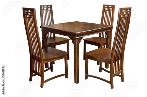 Dining table and chairs isolated