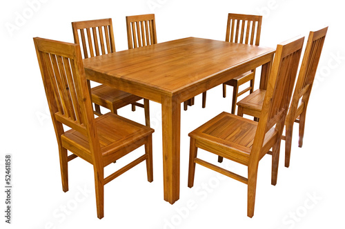 Dining table and chairs isolated