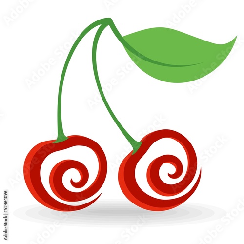 Cherry Icon. Abstract ripe cherry