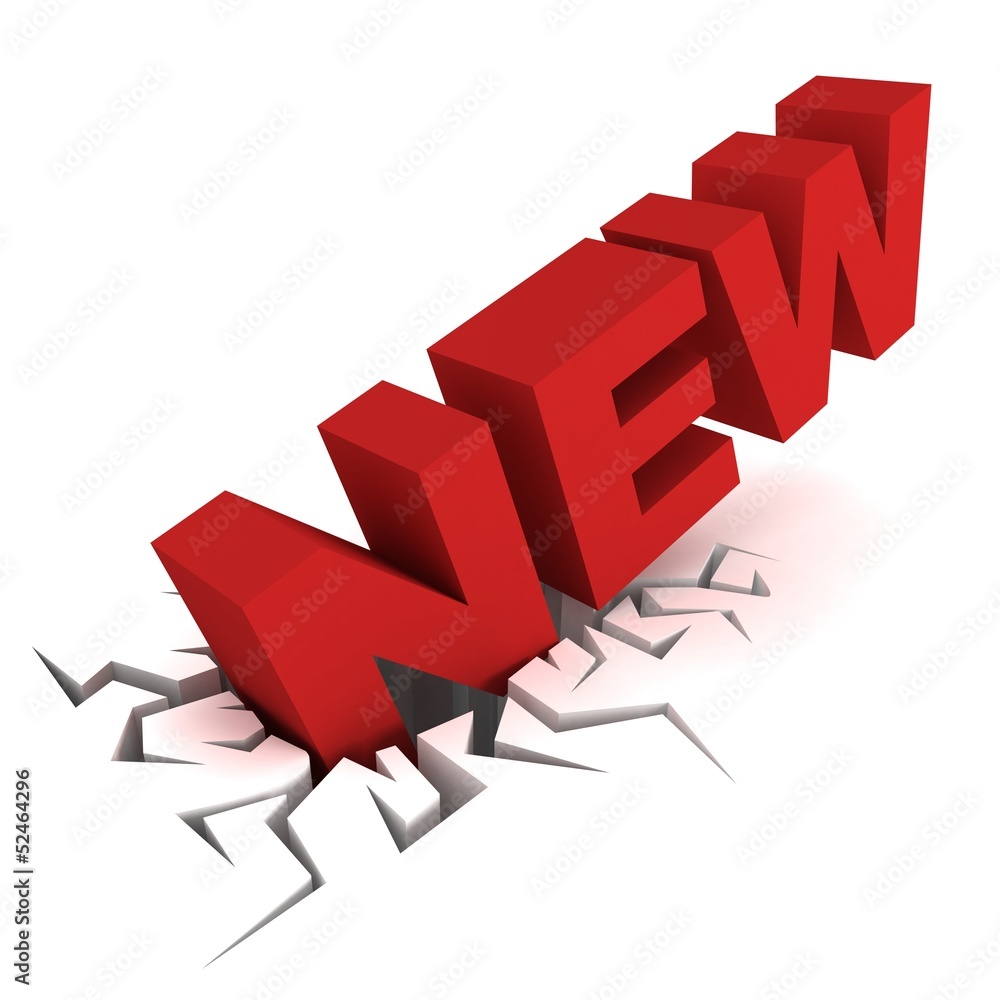 concept red NEW text letters in crack hole concept red NEW text letters in crack hole