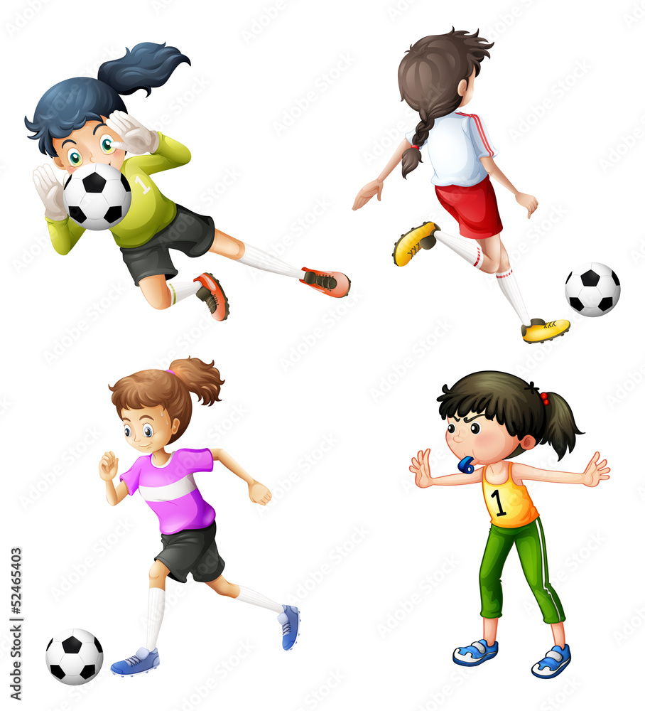Four girls playing soccer Four girls playing soccer