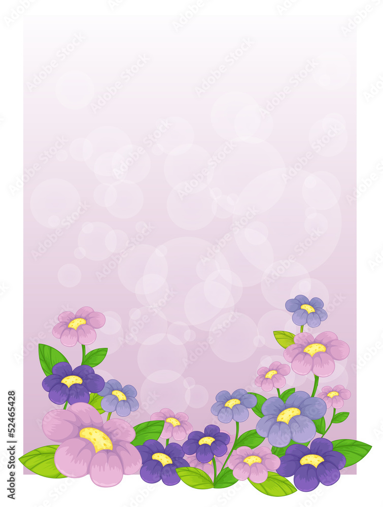 A purple stationery with flowers