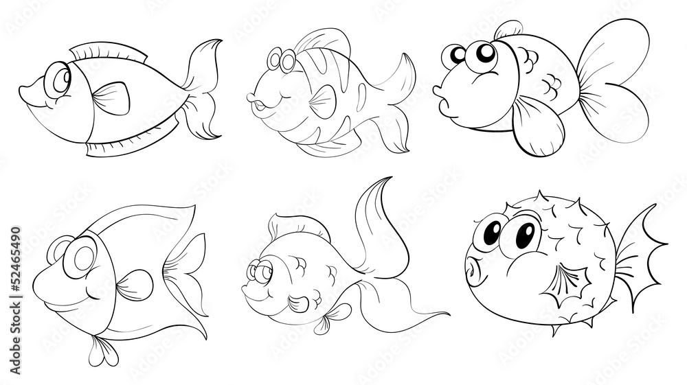 Different fishes in a doodle design Different fishes in a doodle design