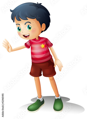 A boy with a stripe shirt