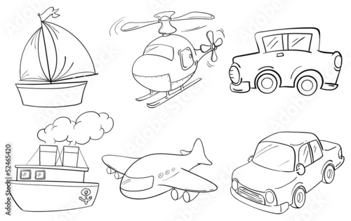 Silhouettes of the different transportations