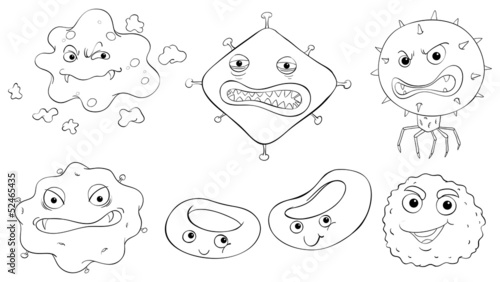 Silhouettes of the faces of different monsters