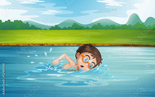 A young man swimming