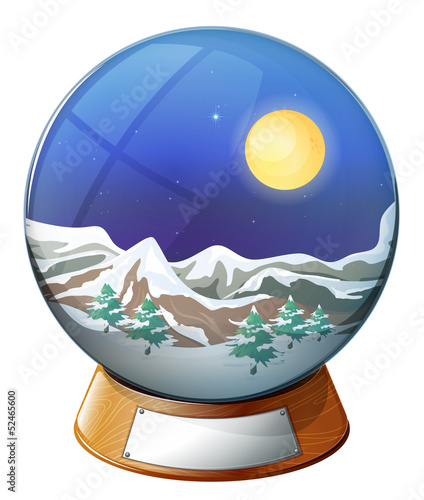 A dome with an image of a snowy mountain