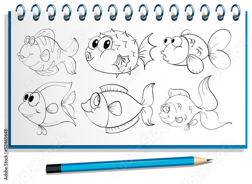A notebook with a doodle design at the cover page
