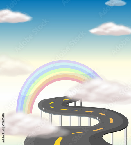 A long winding road going to the rainbow