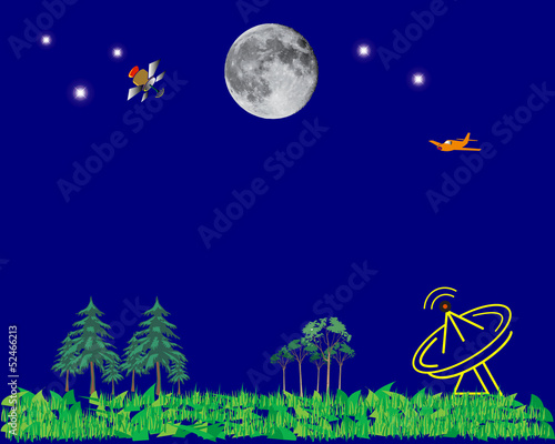 moon satellite plane trees