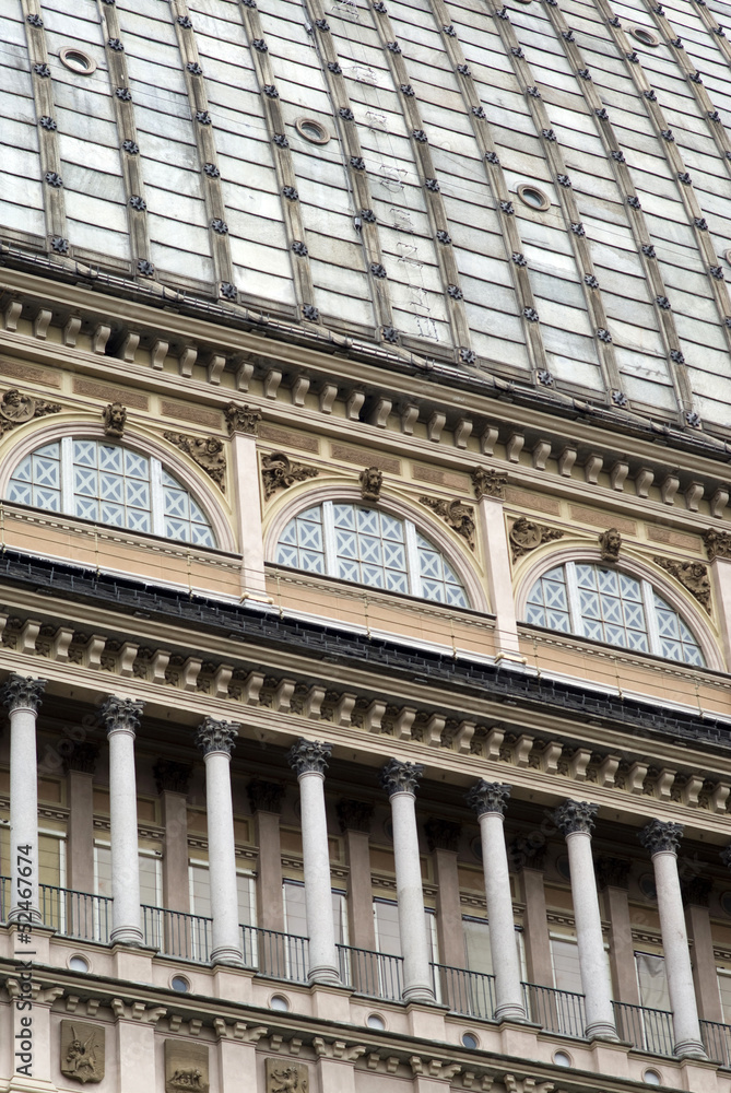 Detail of architectural building of Mole Antonelliana in Turin