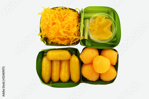 set of thai desserts isolate on white background