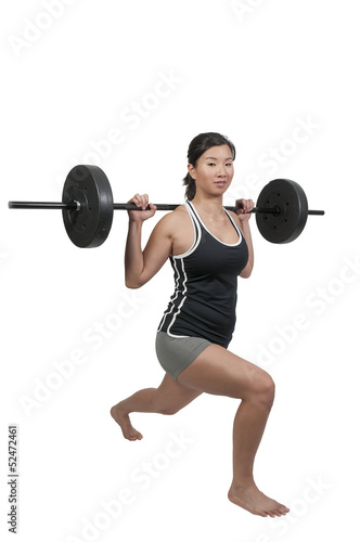 Asian Woman Working with Weights
